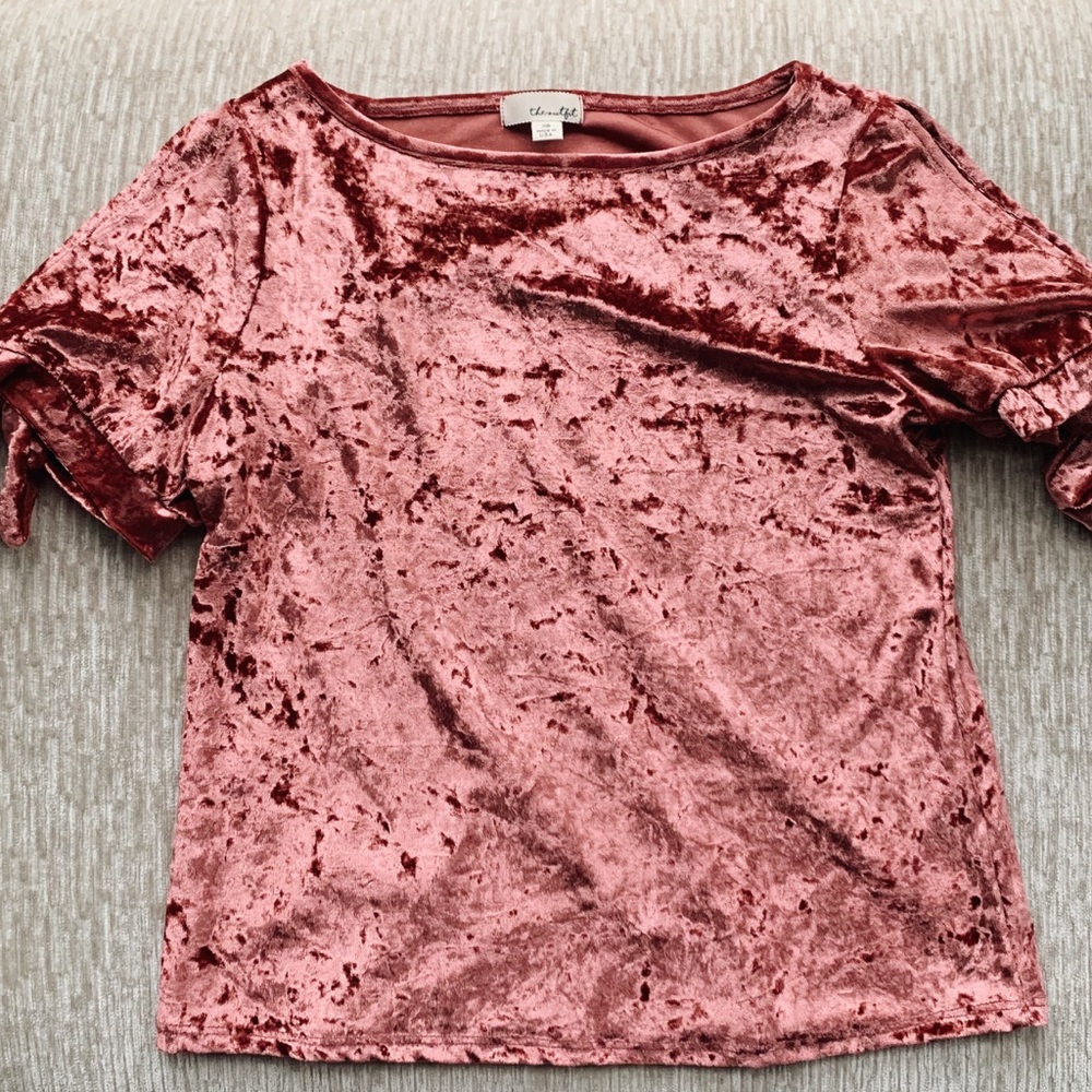 PINK VELVET TOP WITH TIES